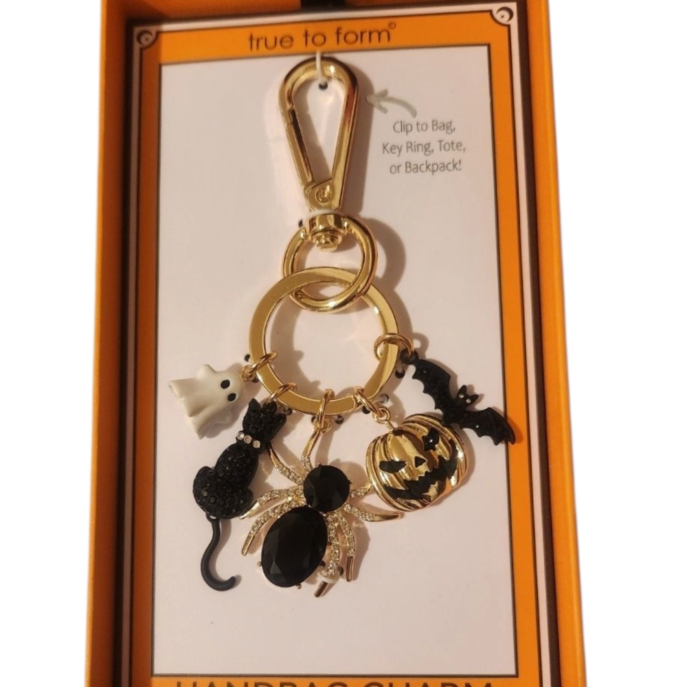 True To Form Rhinestone Halloween Bag Charm Keychain